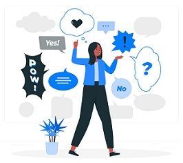 Imagen vectorial de mujer con dudas si estar a favor o en contra de algo