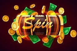 Un free spin representado por un slot con dinero y monedas